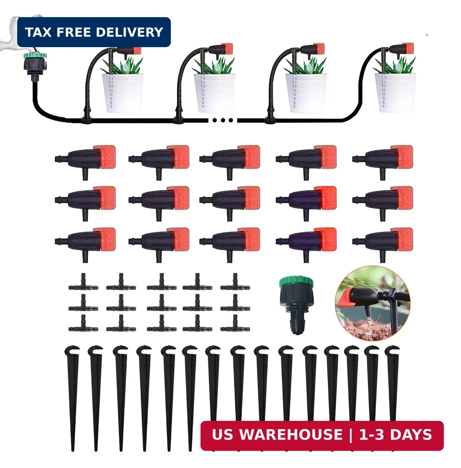 Garden Drip Irrigation Kit Automatic Irrigation System，Adjustable Water Flow Dri