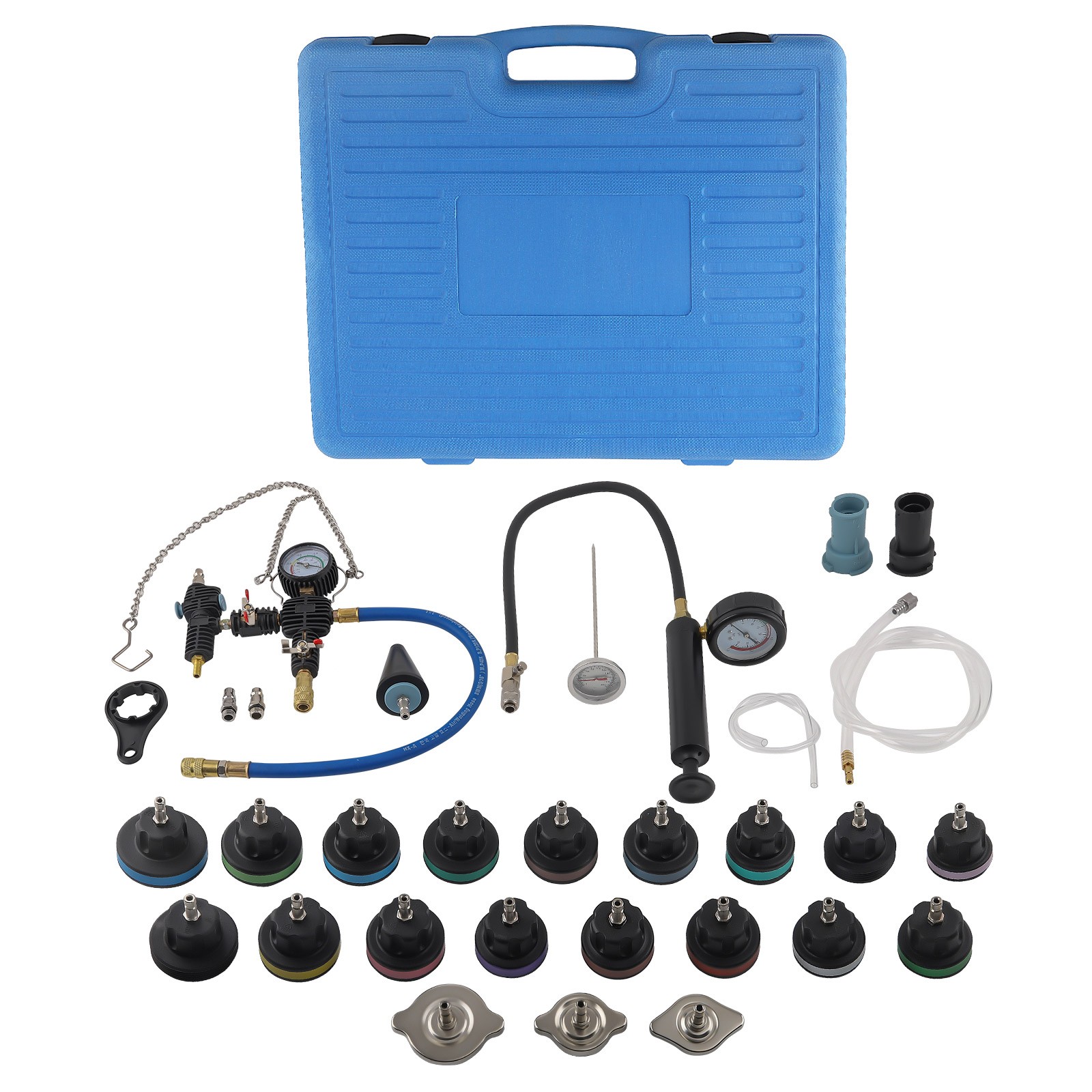 28 Pc Radiator Pressure Tester Coolant Purge Refill Vacuum Cooling System Kit