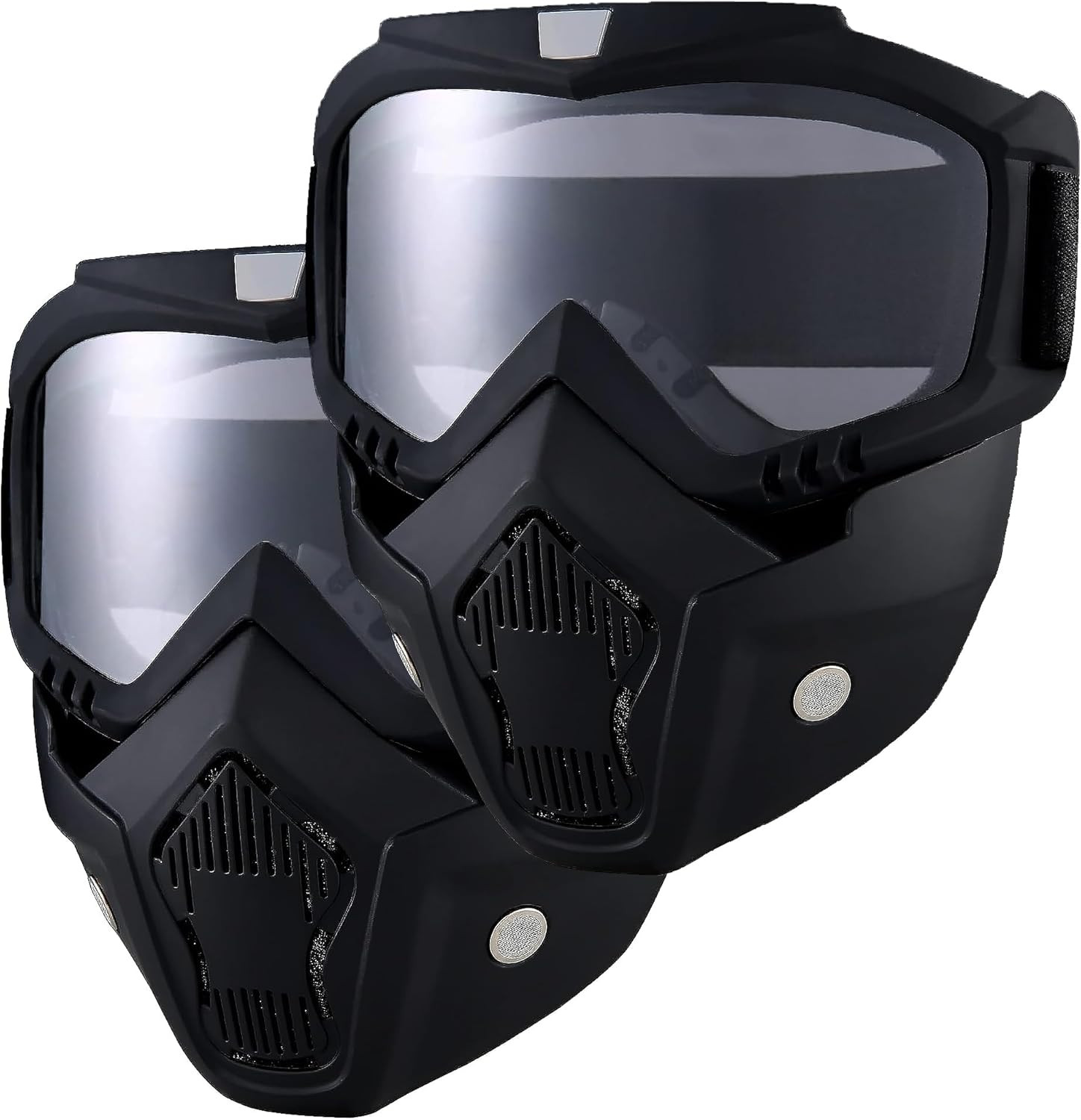 2 Pack Tactical Paintball Full Face Mask Clear Goggles Adjustable Adult Safety