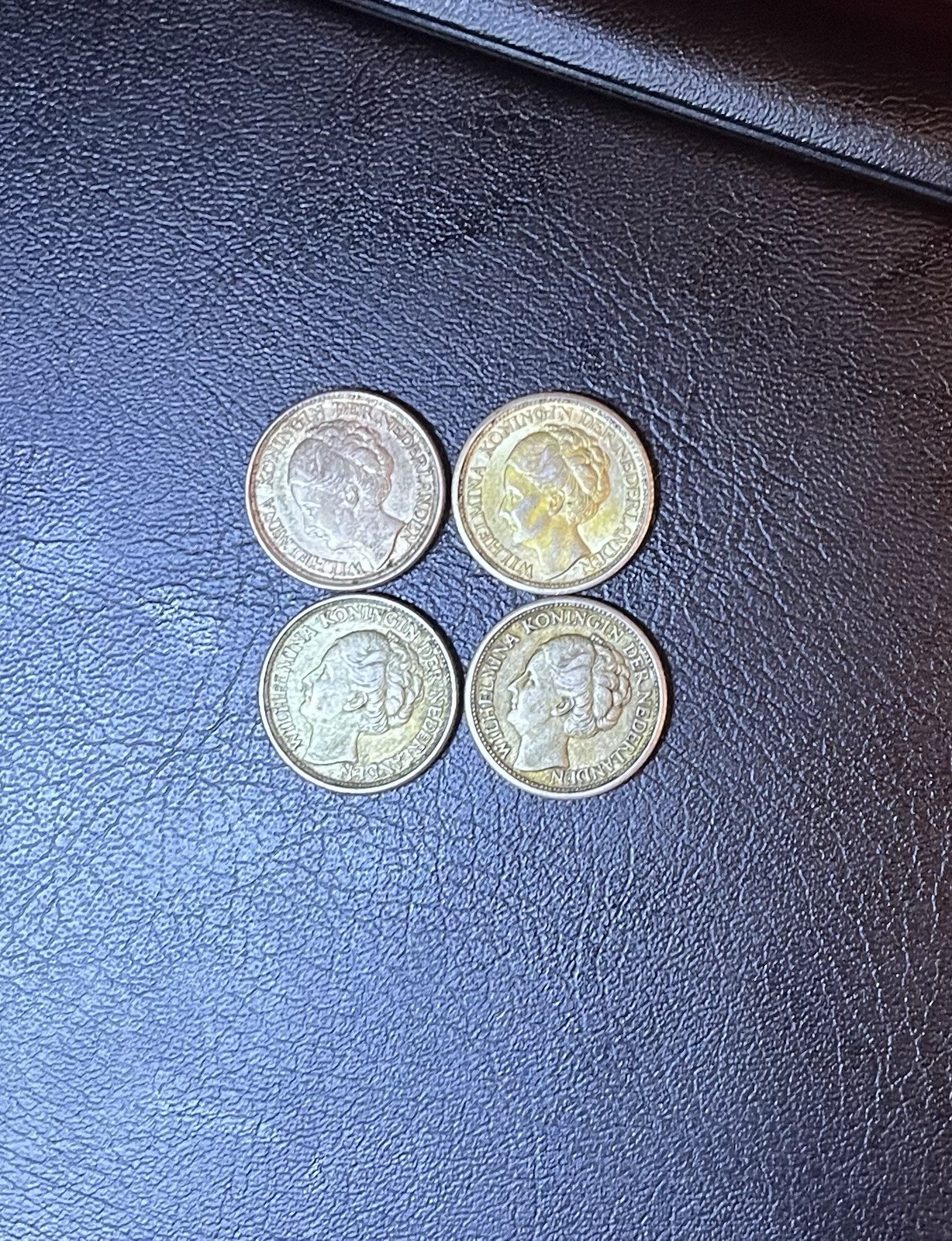 Good buy Lot of 4 Netherlands Curaçao 1944 1/4 Gulden Silver Coins VF+