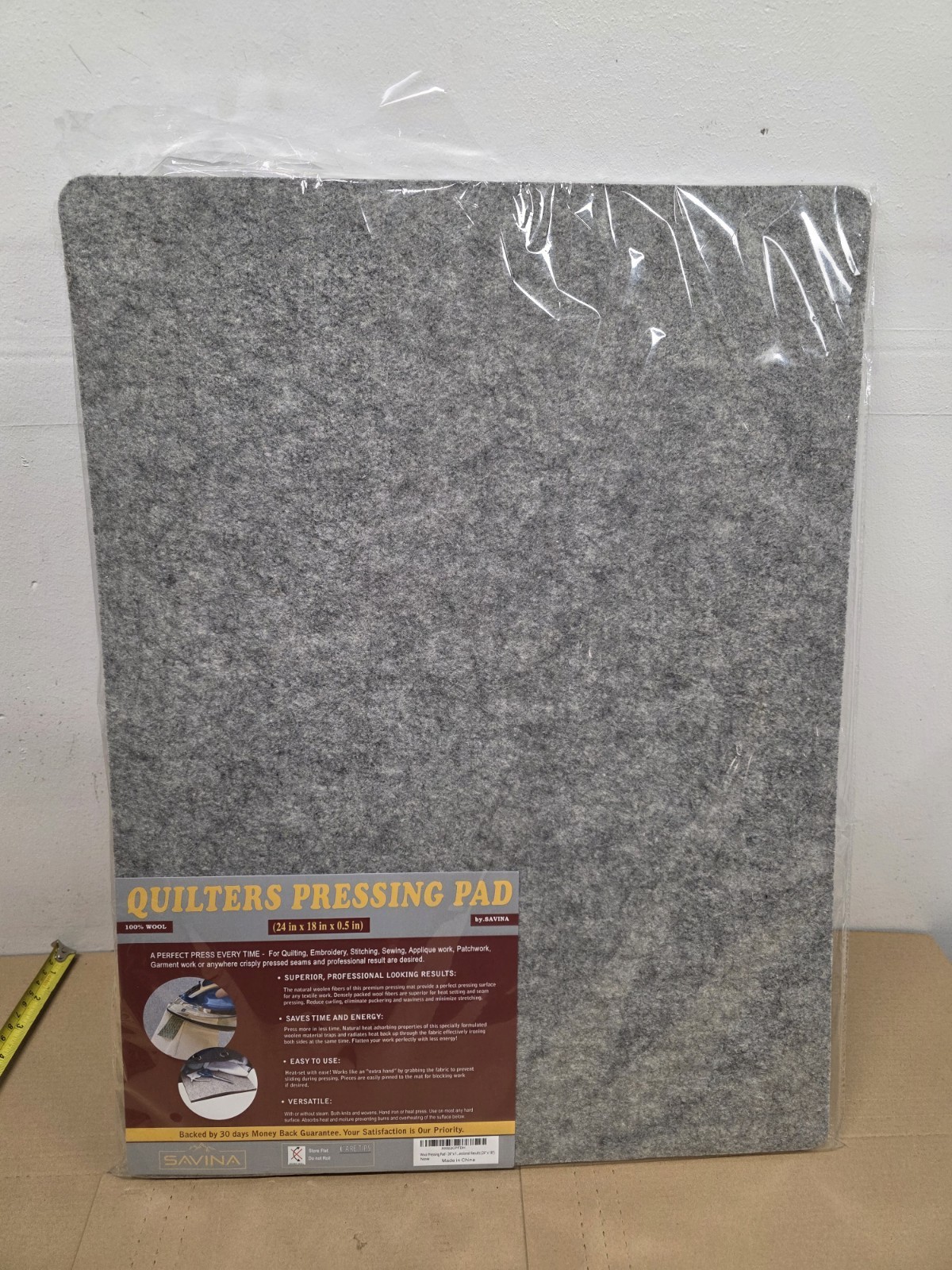 Wool Pressing Pad - 24in x 18in Quilting Ironing - 100% 24" x 18", Grey