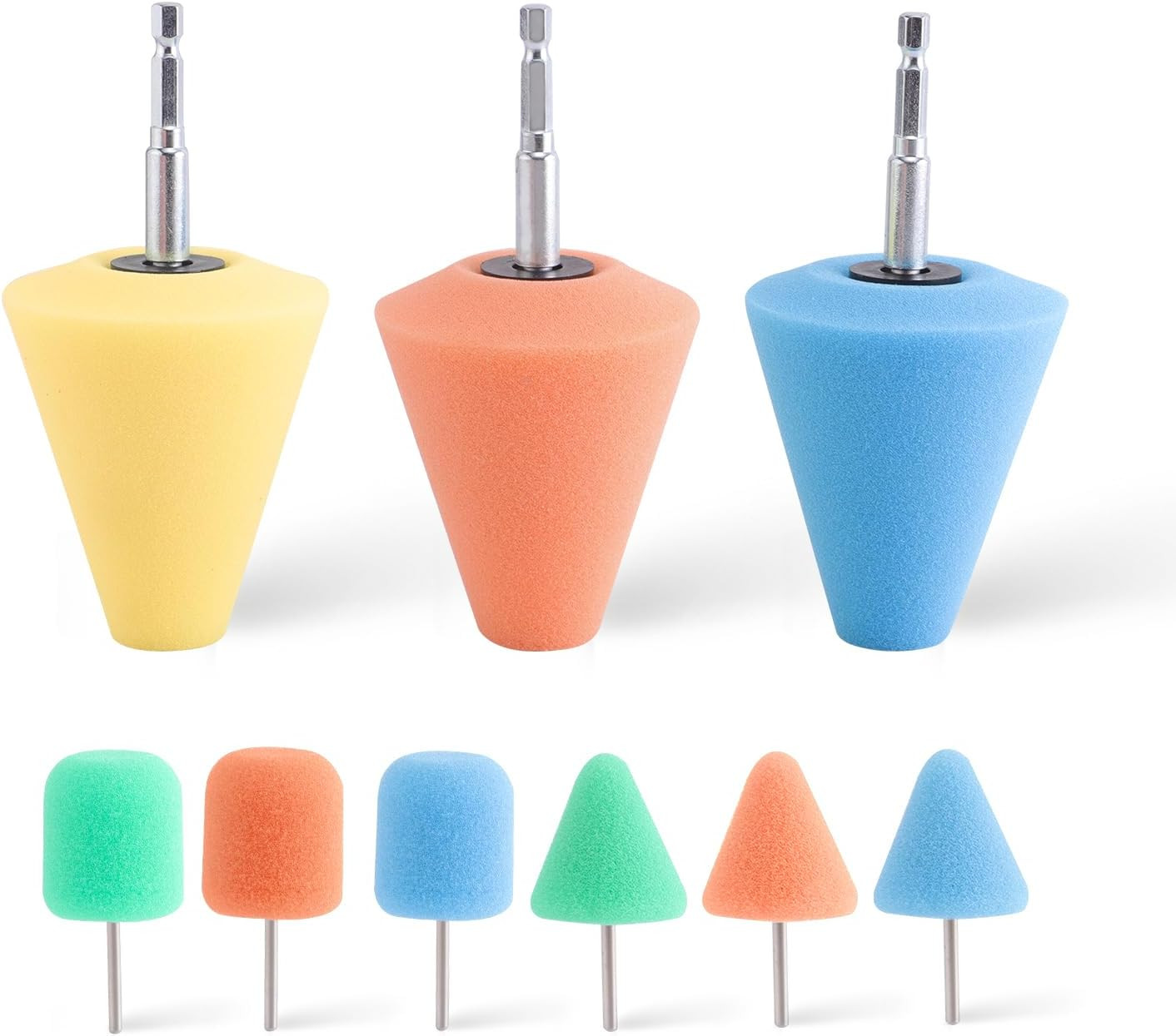 Juego Pulido Cono ZFE 9 Pzas Esponja Metal Pulido Rines Auto Aluminio Acero