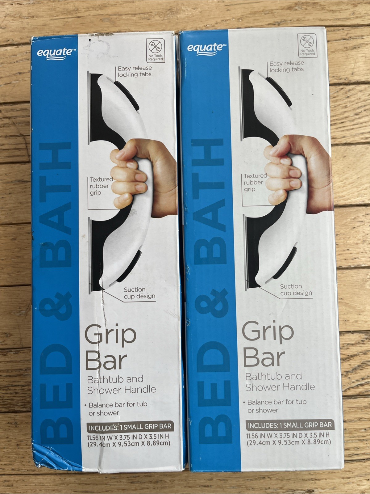 Equate Bathtub & Shower Grip Bar 11.5" Handle Railing Grab Adult Safety Lot Of 2