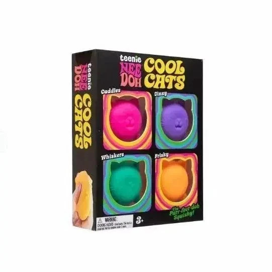 Teenie Cool Cats 4 Pack Mini Cat Squishy Stress Relief Fidget Toys