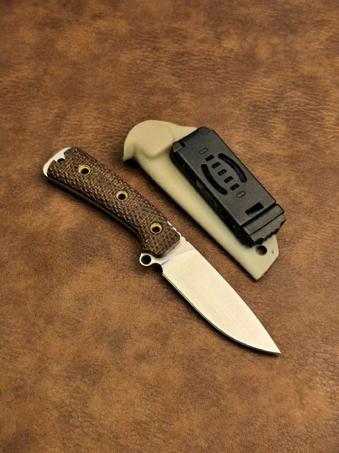 Brown Cold Eagle Straight Knife AUS-10 Blade Flax Handle Tactical Hunting Knives
