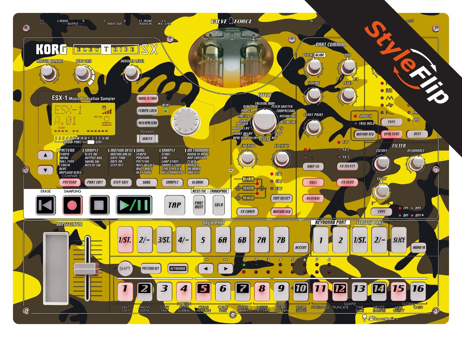 Korg Electribe SX ESX-1 Skin | Camo Yellow | Protective Decal | StyleFlip Skins