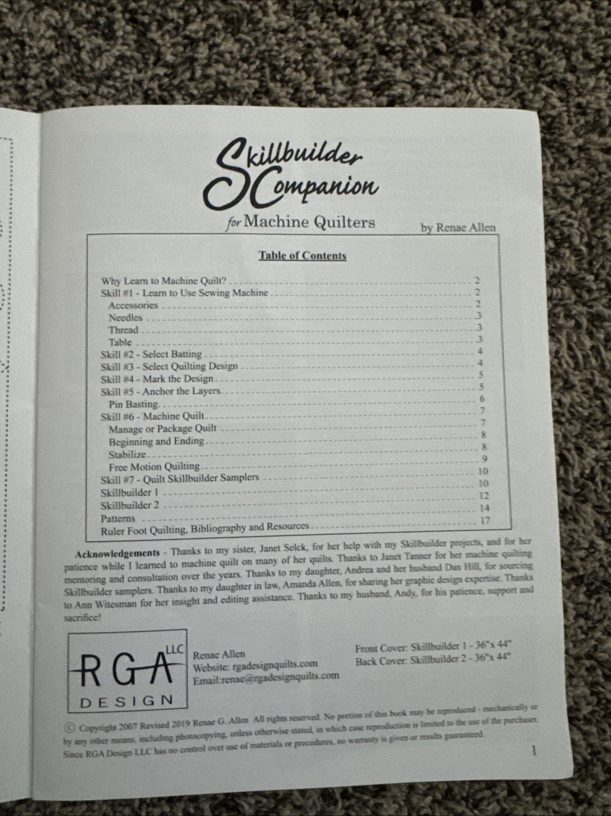 Skillbuilder Companion for Machine Quilters Renae Allen