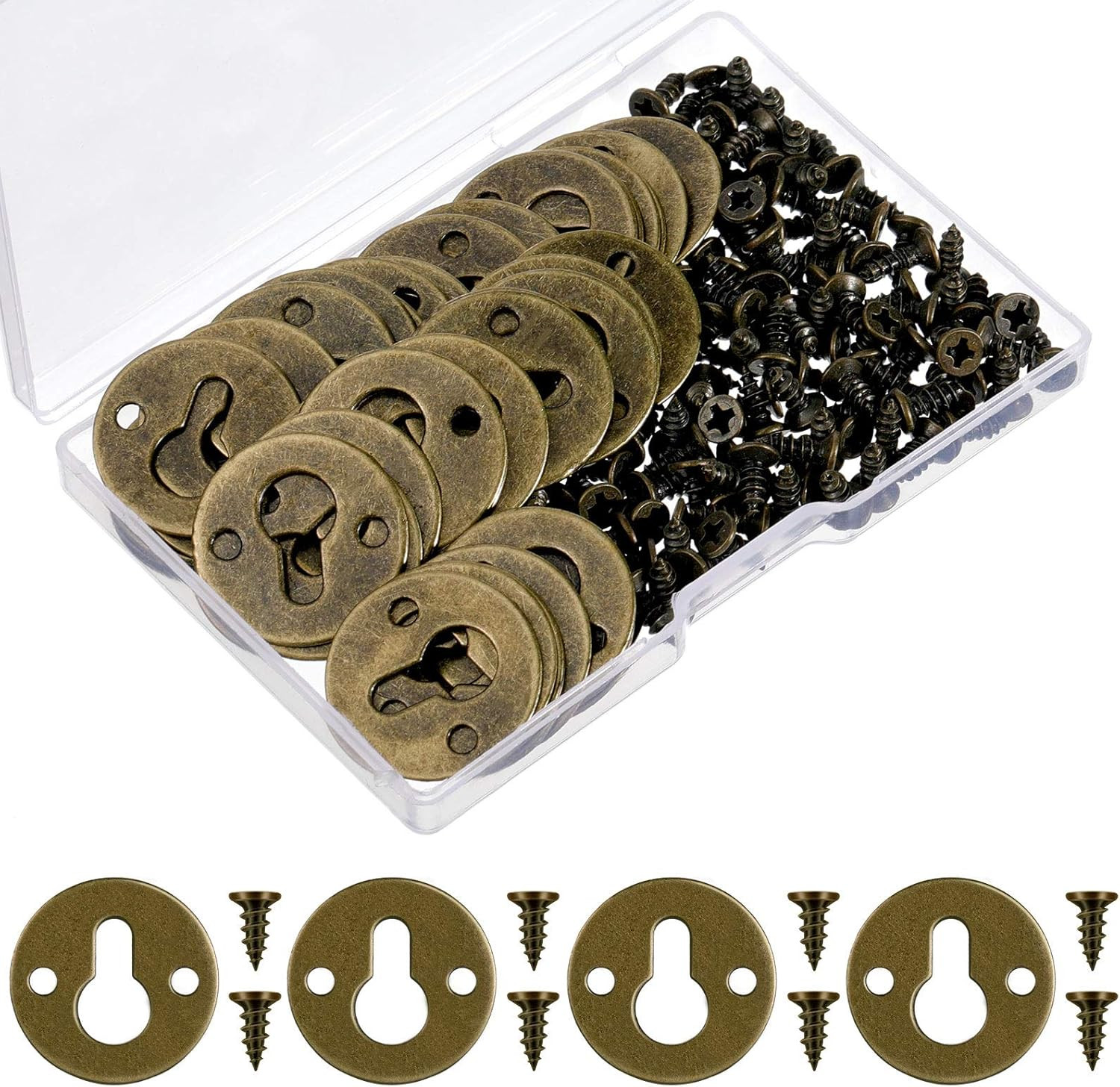 60 Pieces round Keyhole Hangers Metal Keyhole Hanger with 120 Pieces Mounting Sc