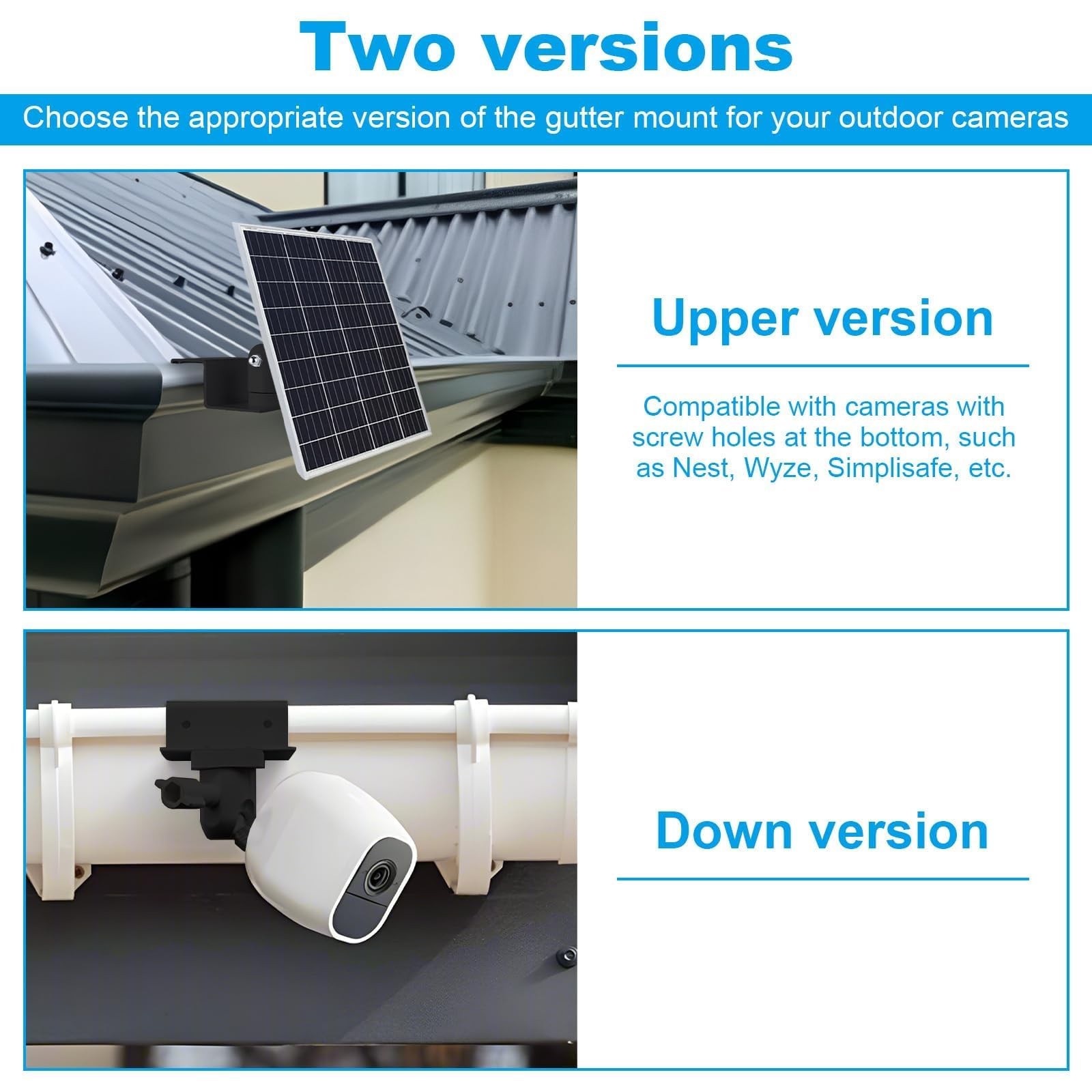 Oungy 4 Pack Solar Panel Gutter Mount For Ring Arlo Blink Solar Panels No-Drill