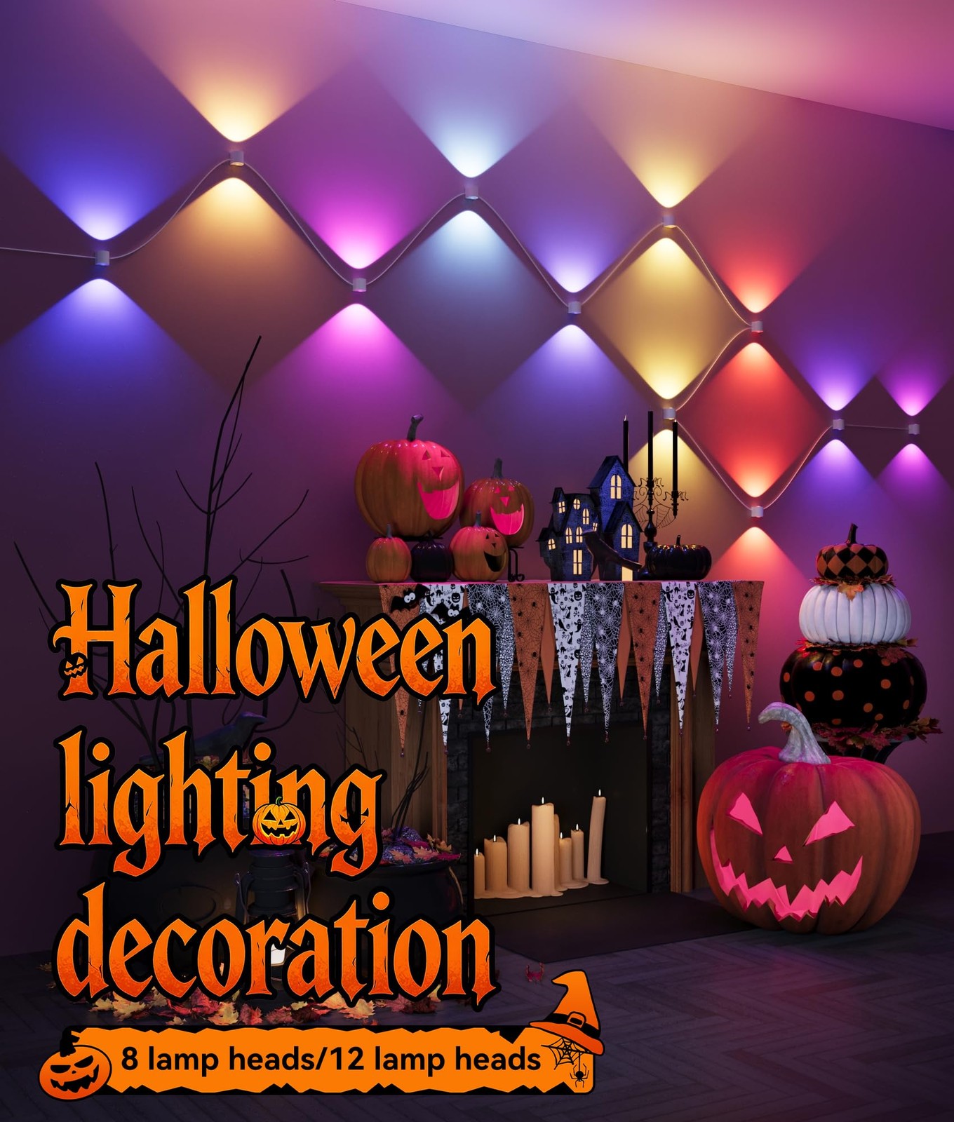 8-Light RGBCW Wall Sconce Light, Up/Down Bedroom Wall Lights, Music Sync, DIY...