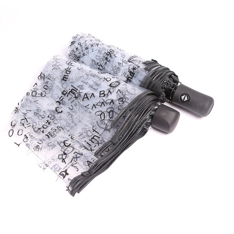 Math Function Formula Umbrella Transparent Thicken Fold Women Rain Umbrella