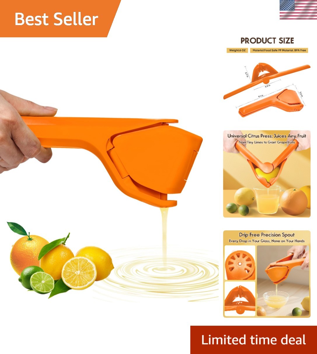 Ergonomic Manual Lemon Squeezer - Easy Juice Extraction, Perfect for Cocktails