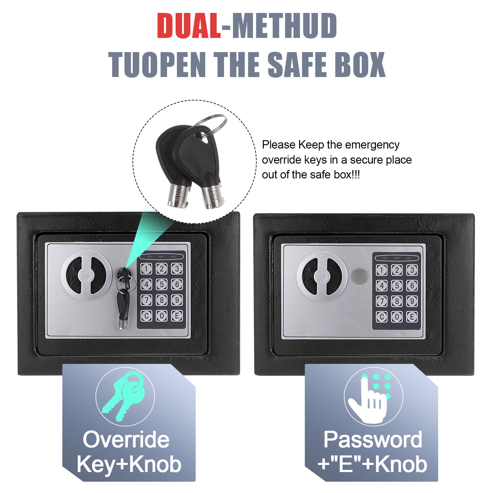 Small Safe Box Digital Electronic Security Safe Box for Home Black