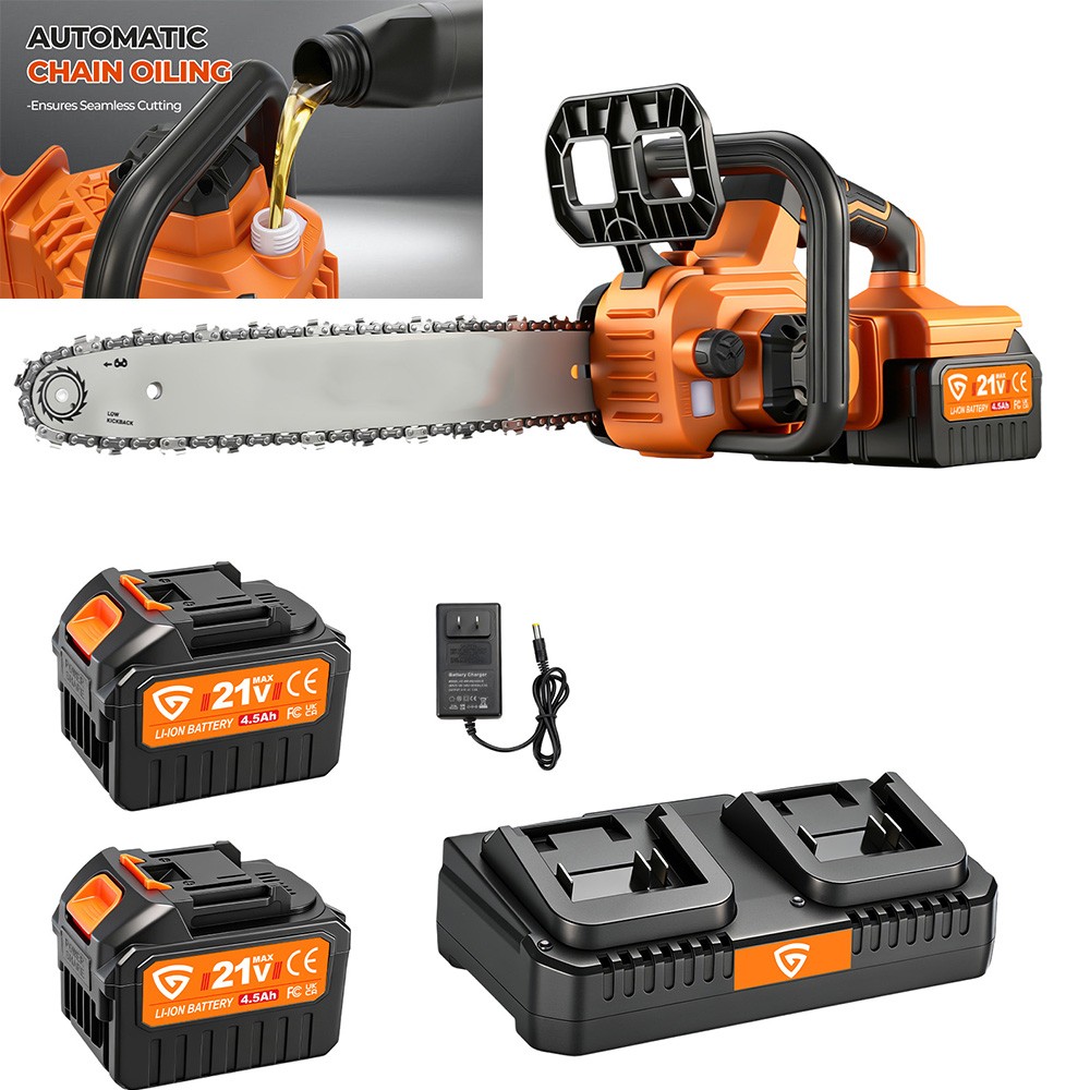 40V 16" Cordless Chainsaw Brushless Electric Chain Saw 2×4.5Ah Battery & Charger