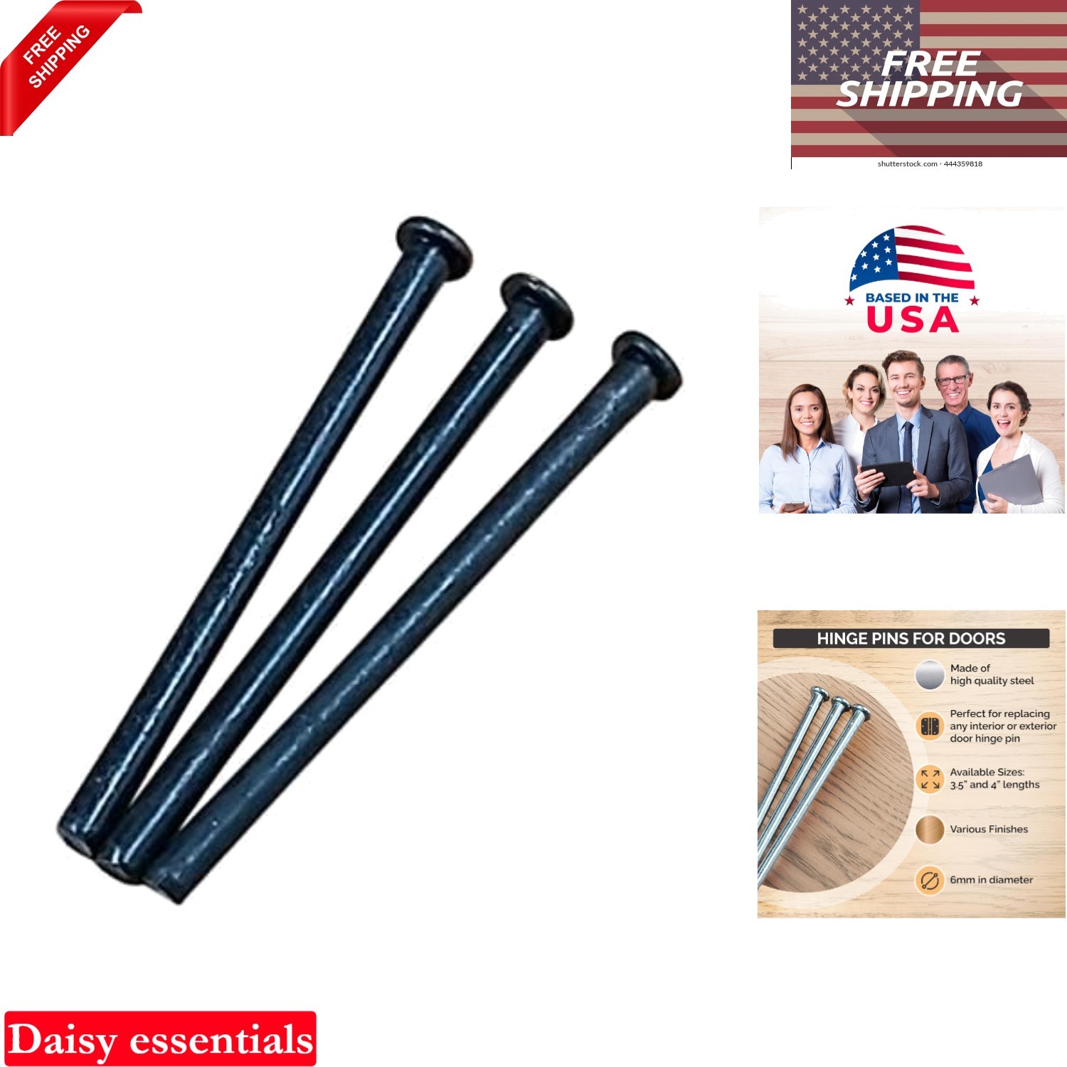 Hinge Pins for Doors 4 Inch Steel Oil Rubbed Bronze 3 Pack Interior Exterior ...