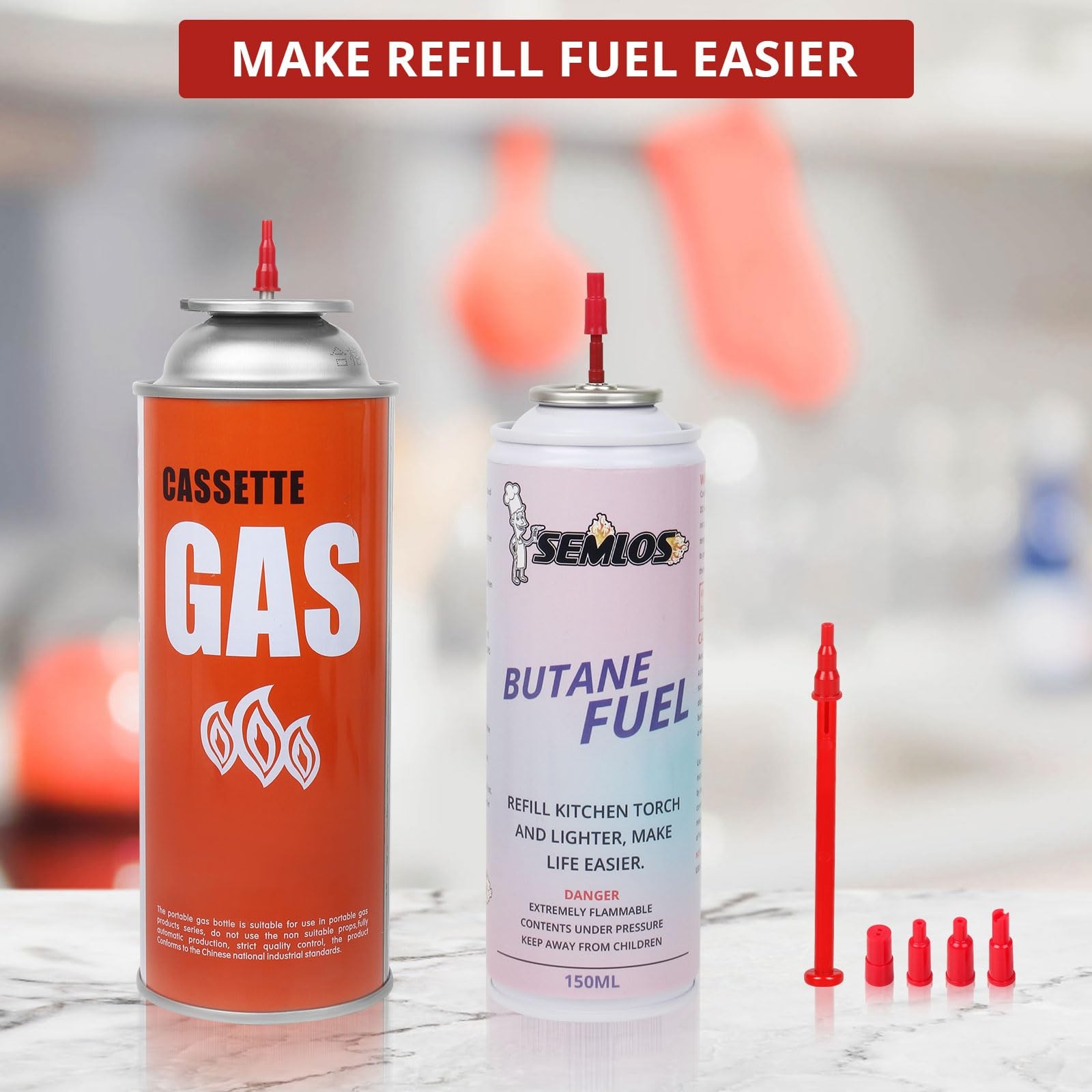 Butane Tank Adapter 3Sets Butane Nozzle Tips Lighter and Torch Refill or Release