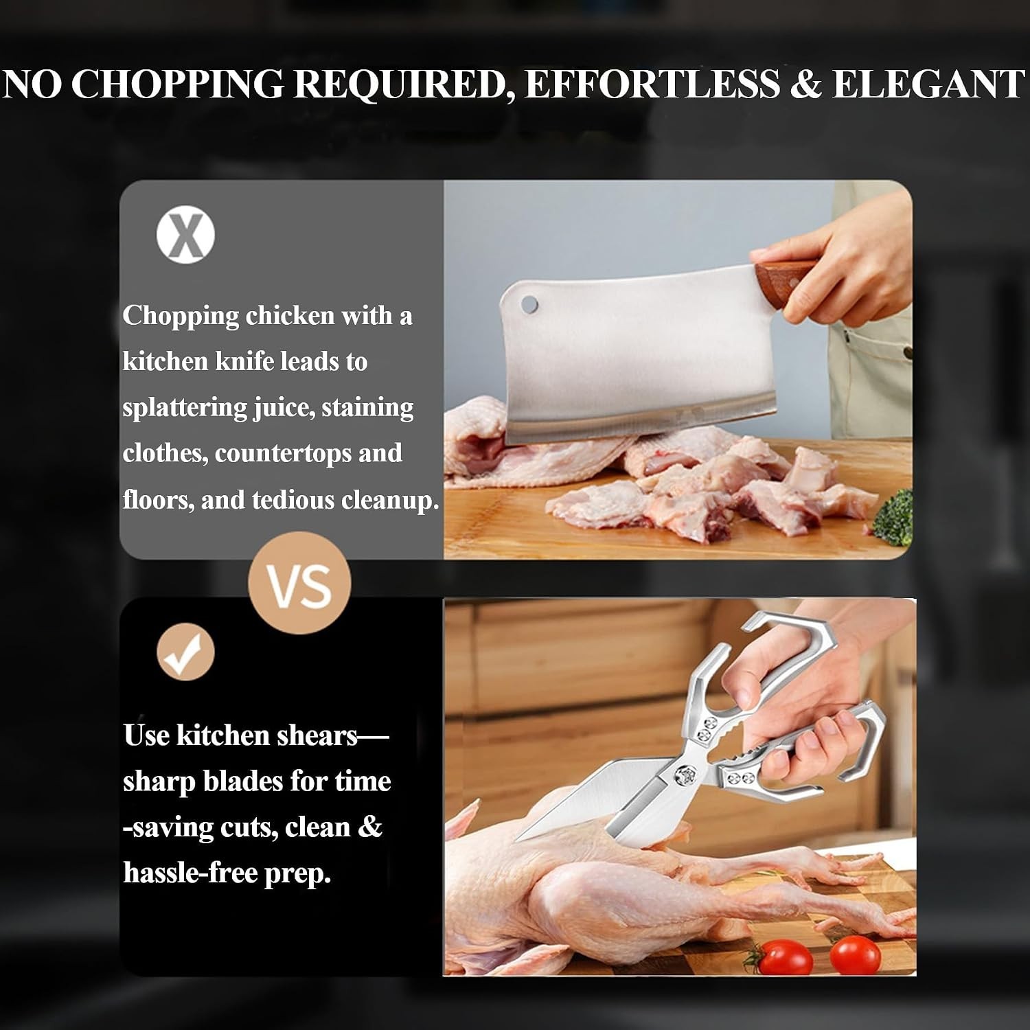 Heavy Duty Kitchen Shears for Bone Cutting, 2 Pack Ultra Sharp Poultry Scissors,