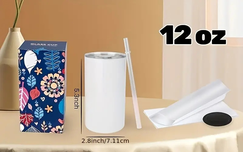 12oz Sublimation Tumbler Straight Skinny Stainless Steel