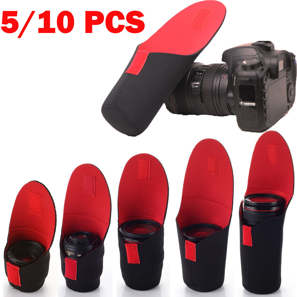 5 Sizes Neoprene DSLR Camera Lens Soft Protector Pouch Bag Case Set 5/10 PCS