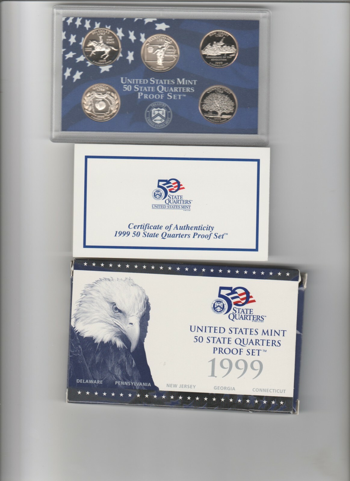 1999 US Mint 50 State Quarters Proof Set (5 Coins)original Mint packaging w/COA