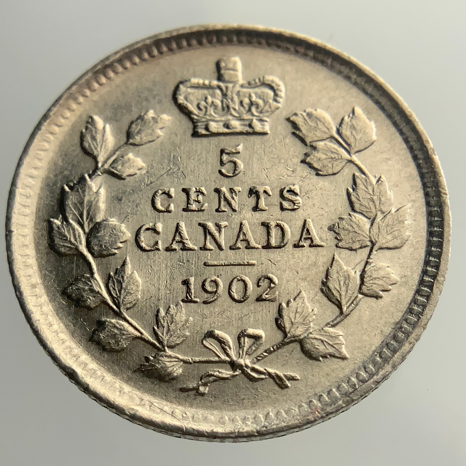 1902 Canada Small Five Cents Circulated King George V 5 Silver Coin NGS021