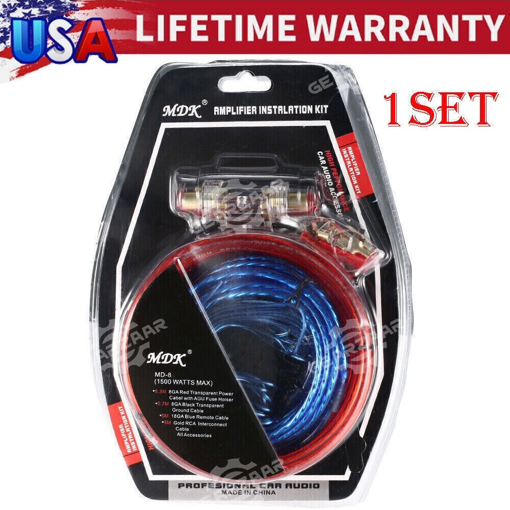 8GAUGE 1500W AMP CAR AUDIO CABLE SET AMPLIFIER INSTALL RCA SUBWOOFER SUB WIRING