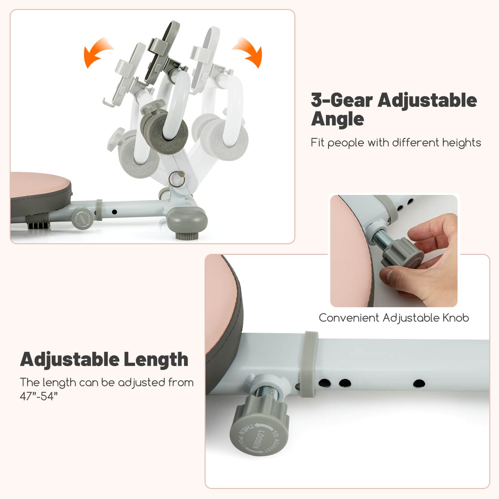 Multifunctional Sit Up Bench w/3 Gear Adjustable Angles & Adjustable Length