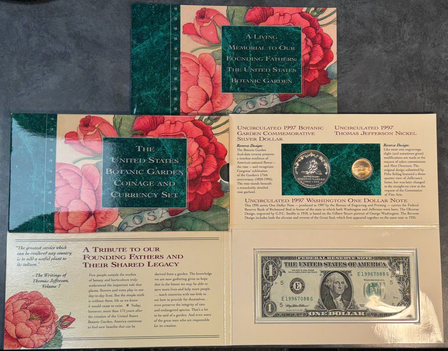 1997 US Botanic Garden Coinage & Currency Complete Coin Set in OGP
