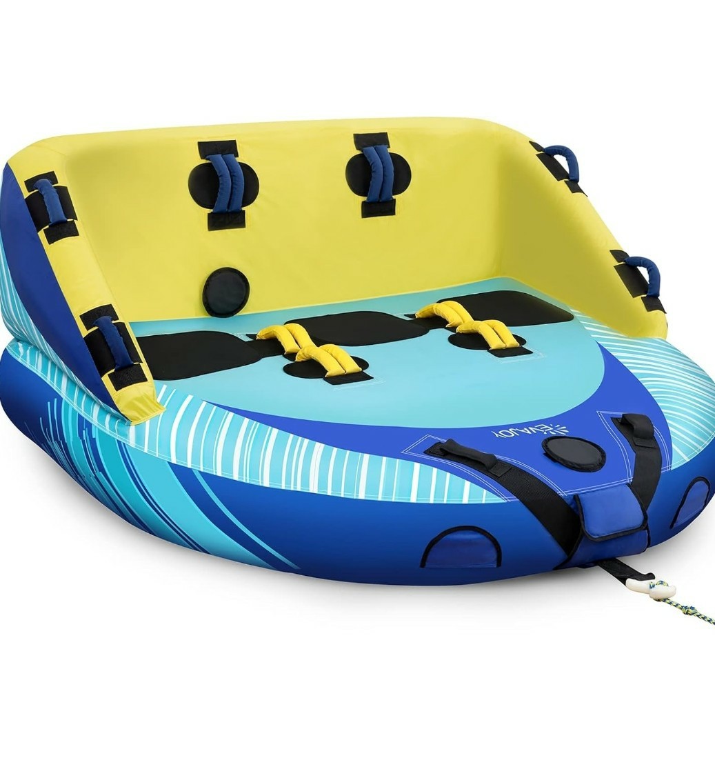 EVAJOY 3-Person Towable Inflatable Tube for Boating