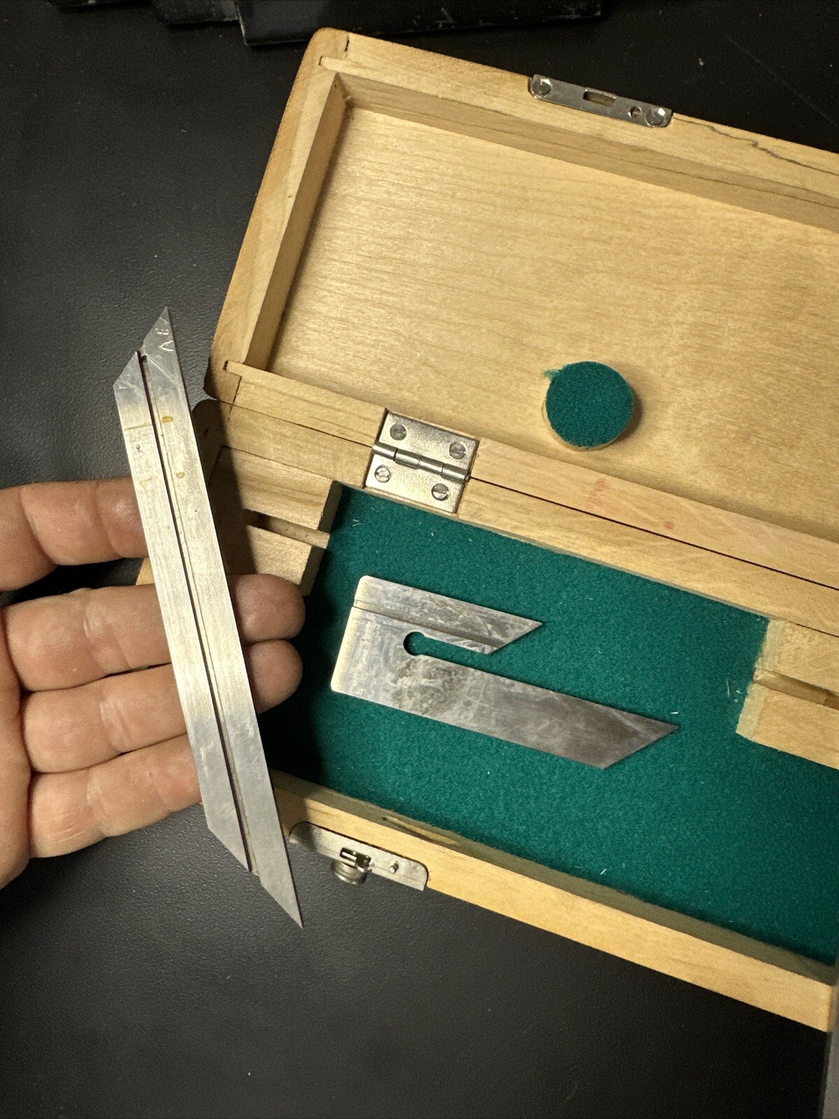 VIS BEVEL PROTRACTOR SET 6” & 12” Machinist Tool Maker Box Find POLAND