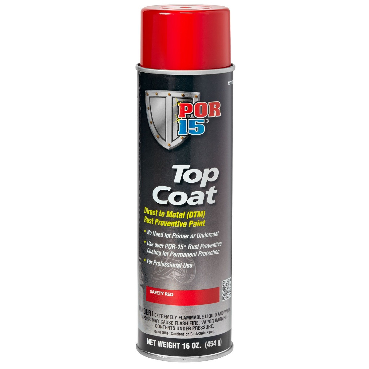 POR-15 INC 46118 Top Coat DTM Paint, 15 oz Aerosol Can, Safety Red, Liquid, 30