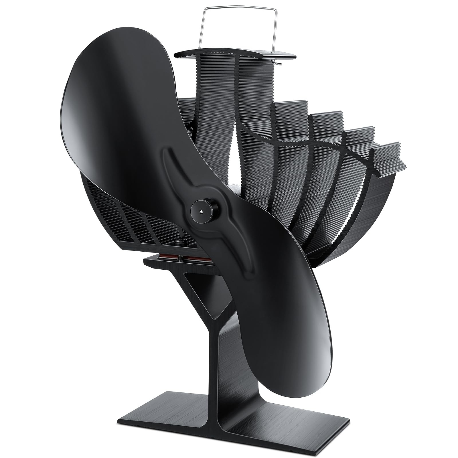 Hanaoyo Upgraded Wood Stove Fan High Airflow, Large-Sized Heat Large, black