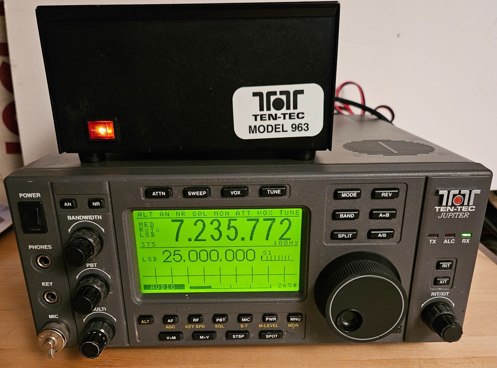 Ten-Tec Jupiter 538 HF Transceiver + 963 Power Supply – Tested Receives – Manua