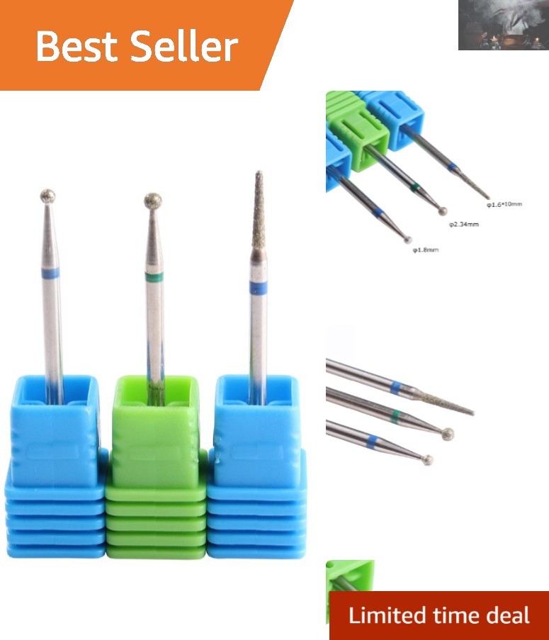 Professional 3PCS Nail Drill Bits - Diamond Rotary Burrs for Manicure