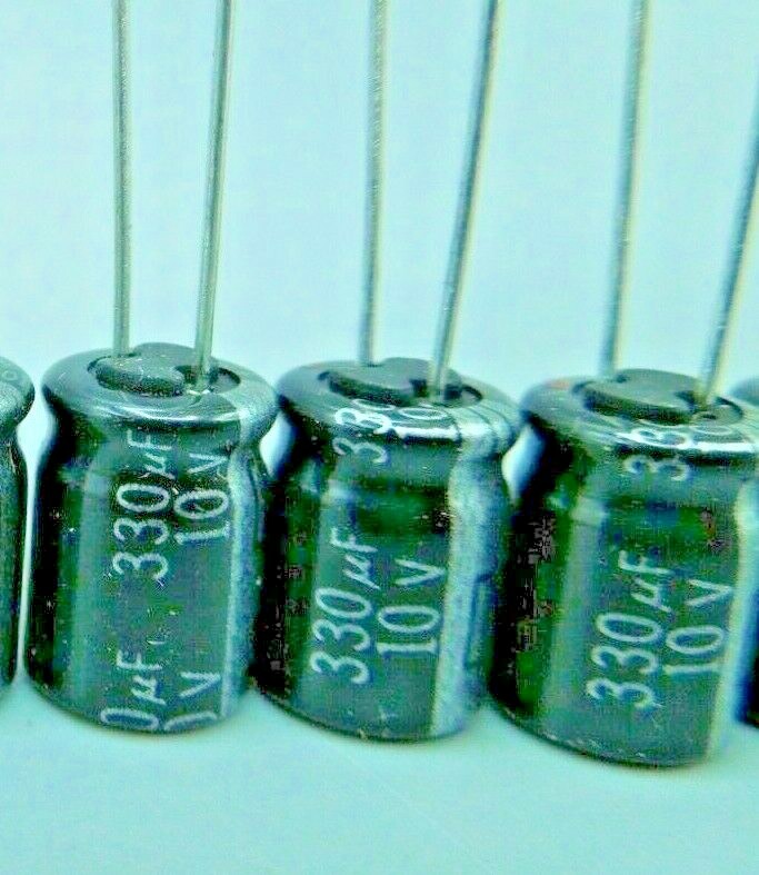 NICHICON 330 UF 10V RADIAL 105-DEG ELECTROLYTIC CAPACITOR 8 X 12mm (QTY 10)