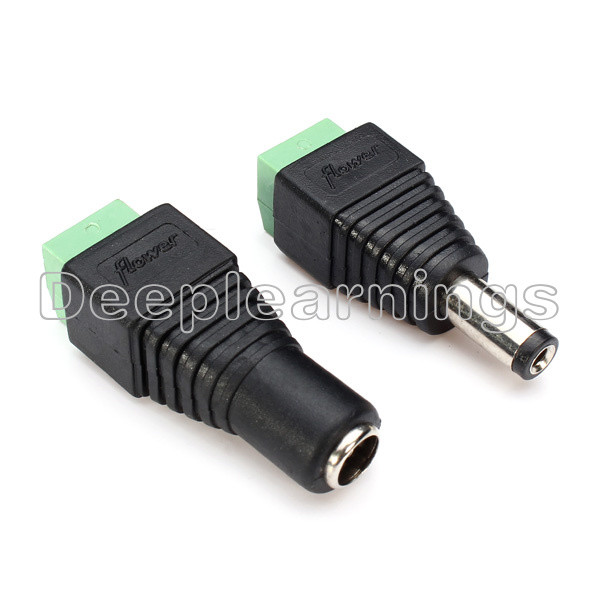 2Pairs Female Male 2.1x5.5mm DC Power Plug Jack Adapter Connector for CCTV