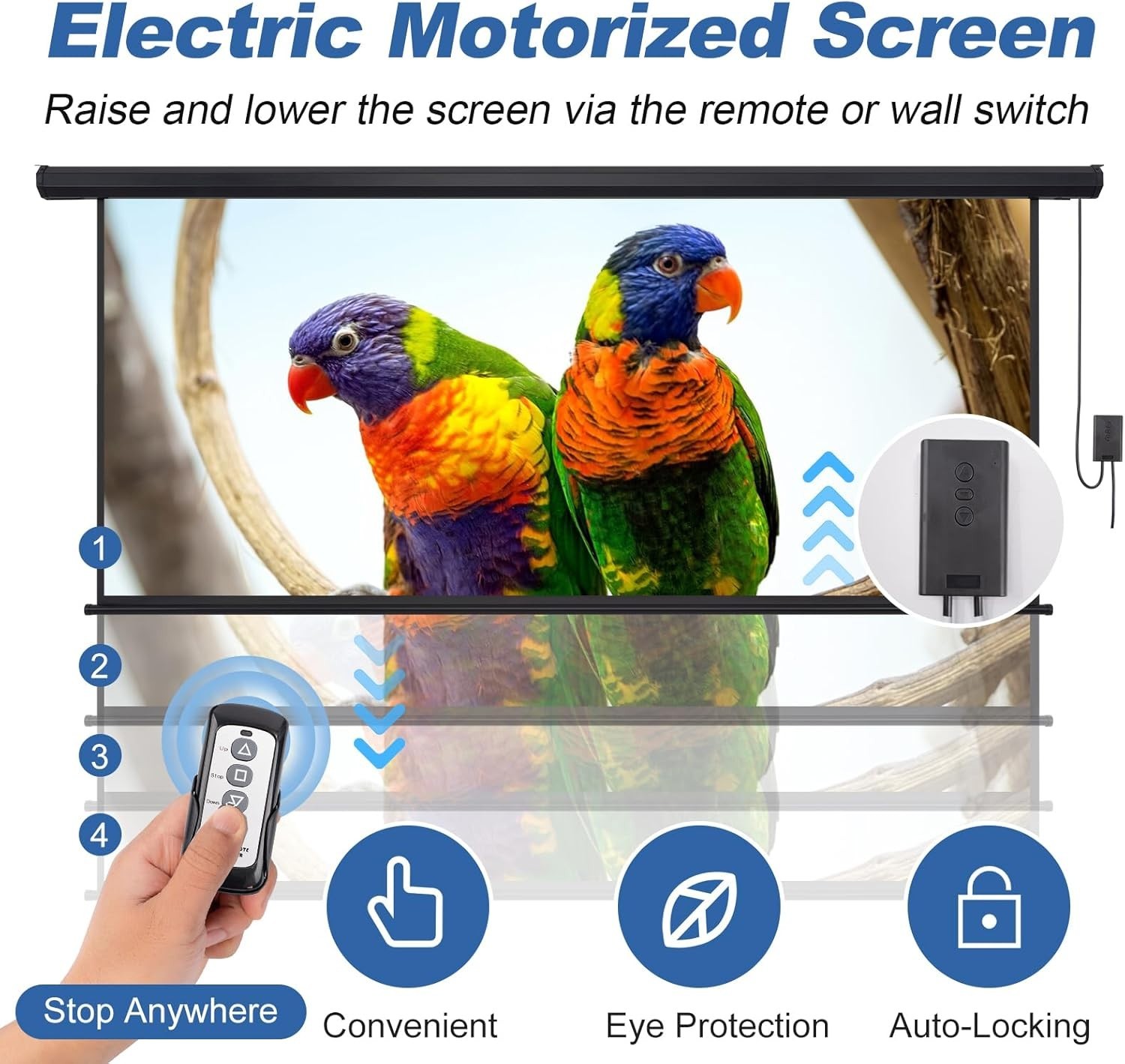120 Inch Projector Screen Motorized 4:3 HD Electric Rising Projector Screen Pull