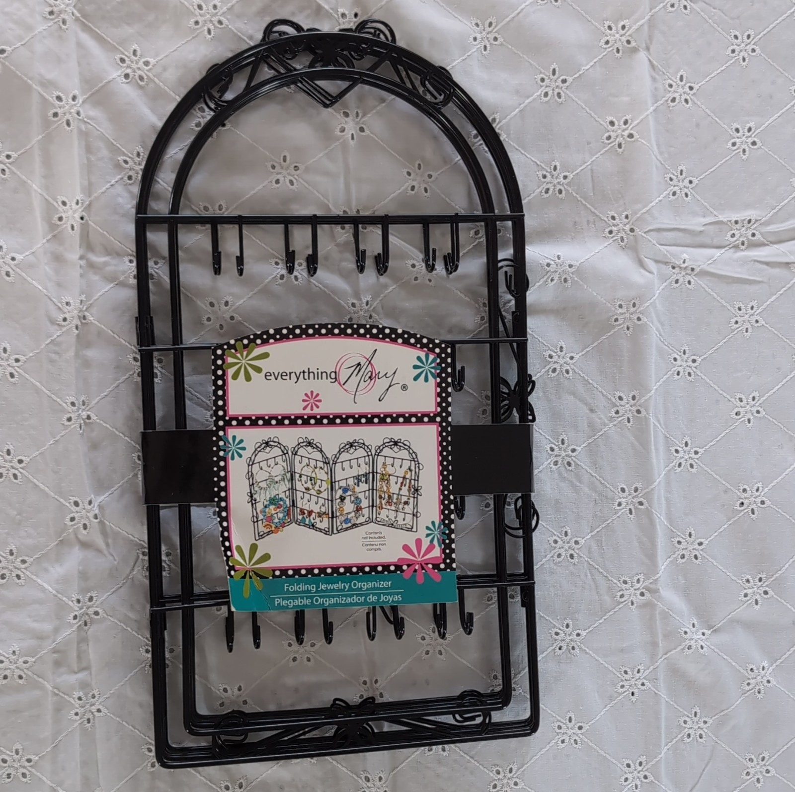 Everything Mary Folding Black Metal Jewelry Organizer for Earrings Necklaces
