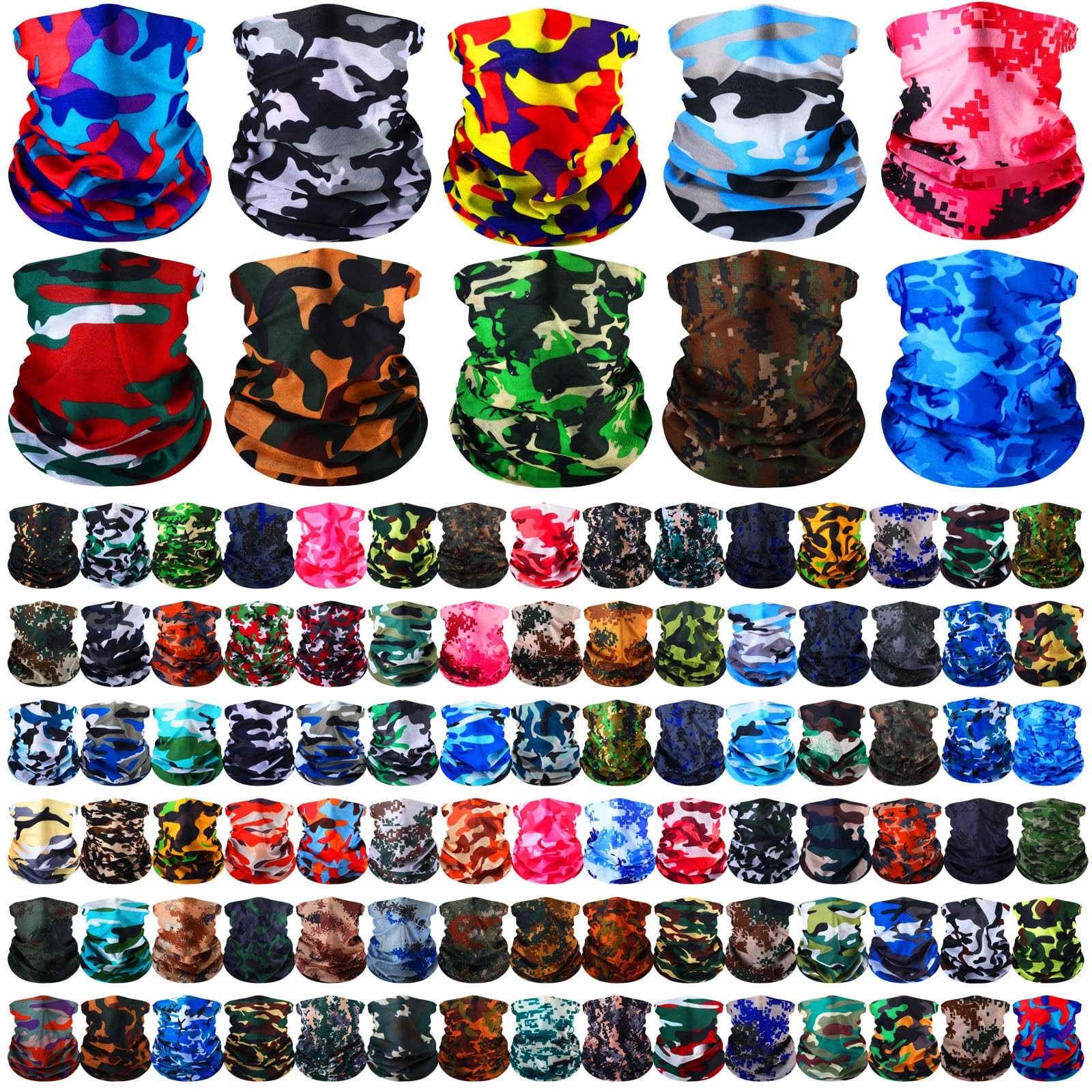 100 Pcs Neck Gaiter Bulk Seamless Neck Gaiter Face Coverings Breathable Elast...