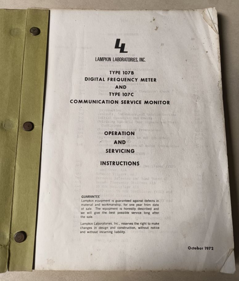 Lampkin 107B & 107C Digital Freqency Meter & Comm Service Monitor Manual