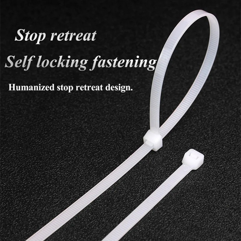 100PCS Nylon Cable Zip Ties Self Locking Plastic Wire Wraps White Colored