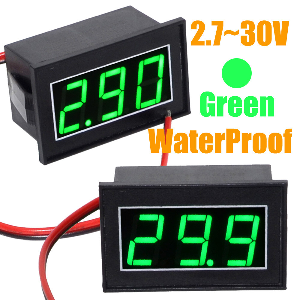 6pcs/lot DC2.5V-30V Red/Blue/Green Waterproof Digital Voltmeter Voltage Meter