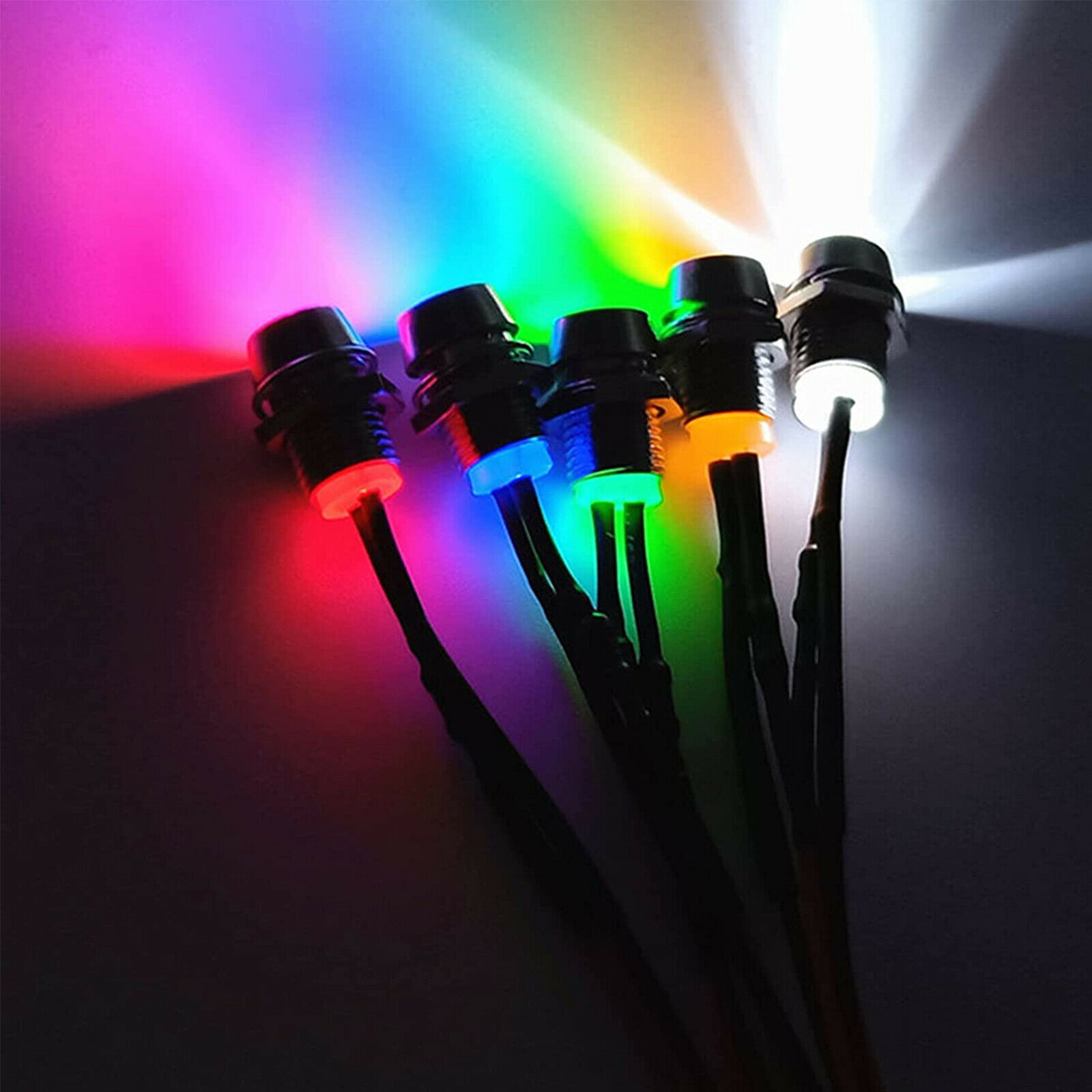 10PCS Car Boat LED Indicator Light 12V 8mm Pilot Dash Panel Warning Single Lamp