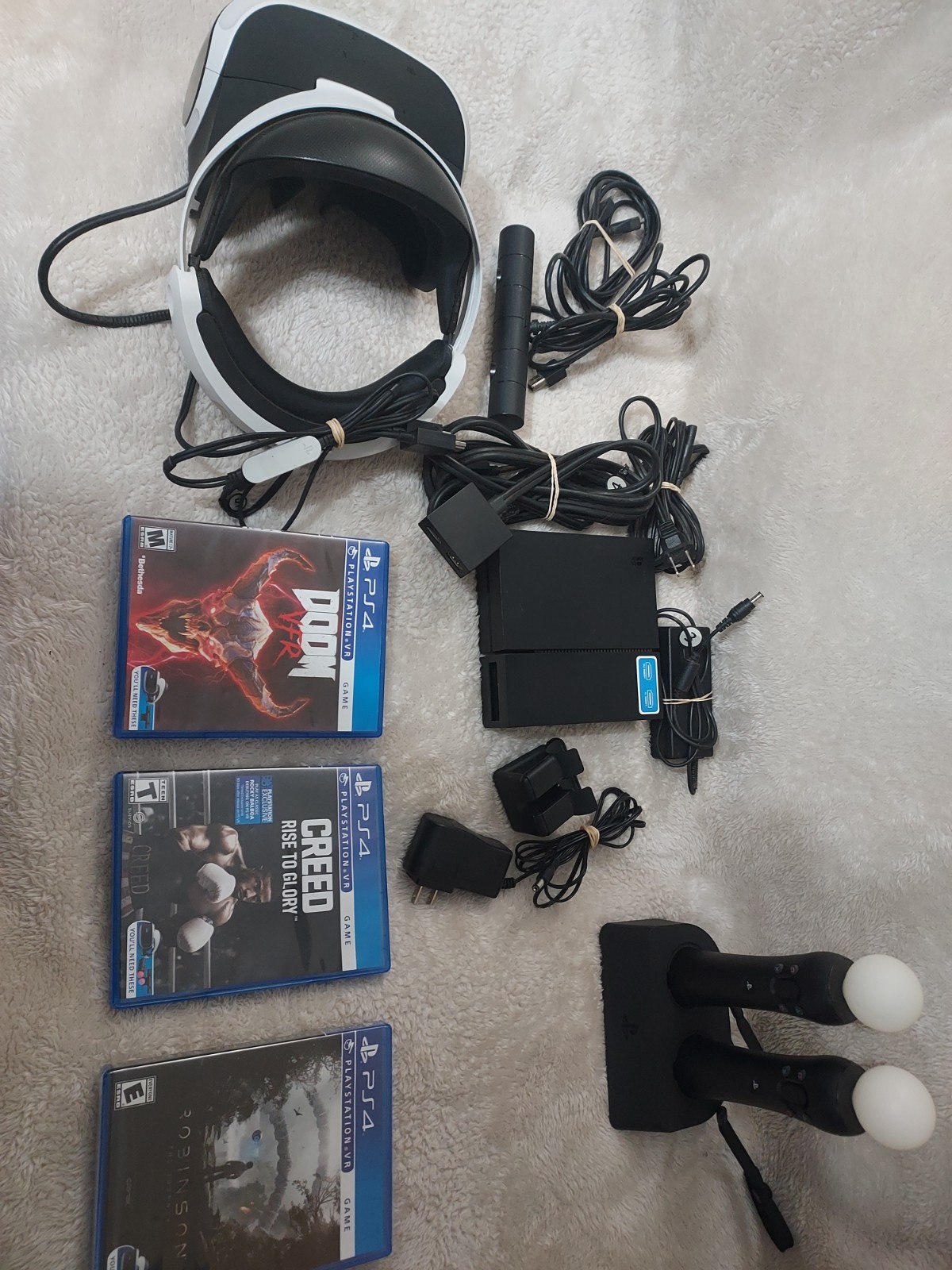 Sony PlayStation VR PS4 Headset Bundle Move Controllers Dock Doom VFR Creed