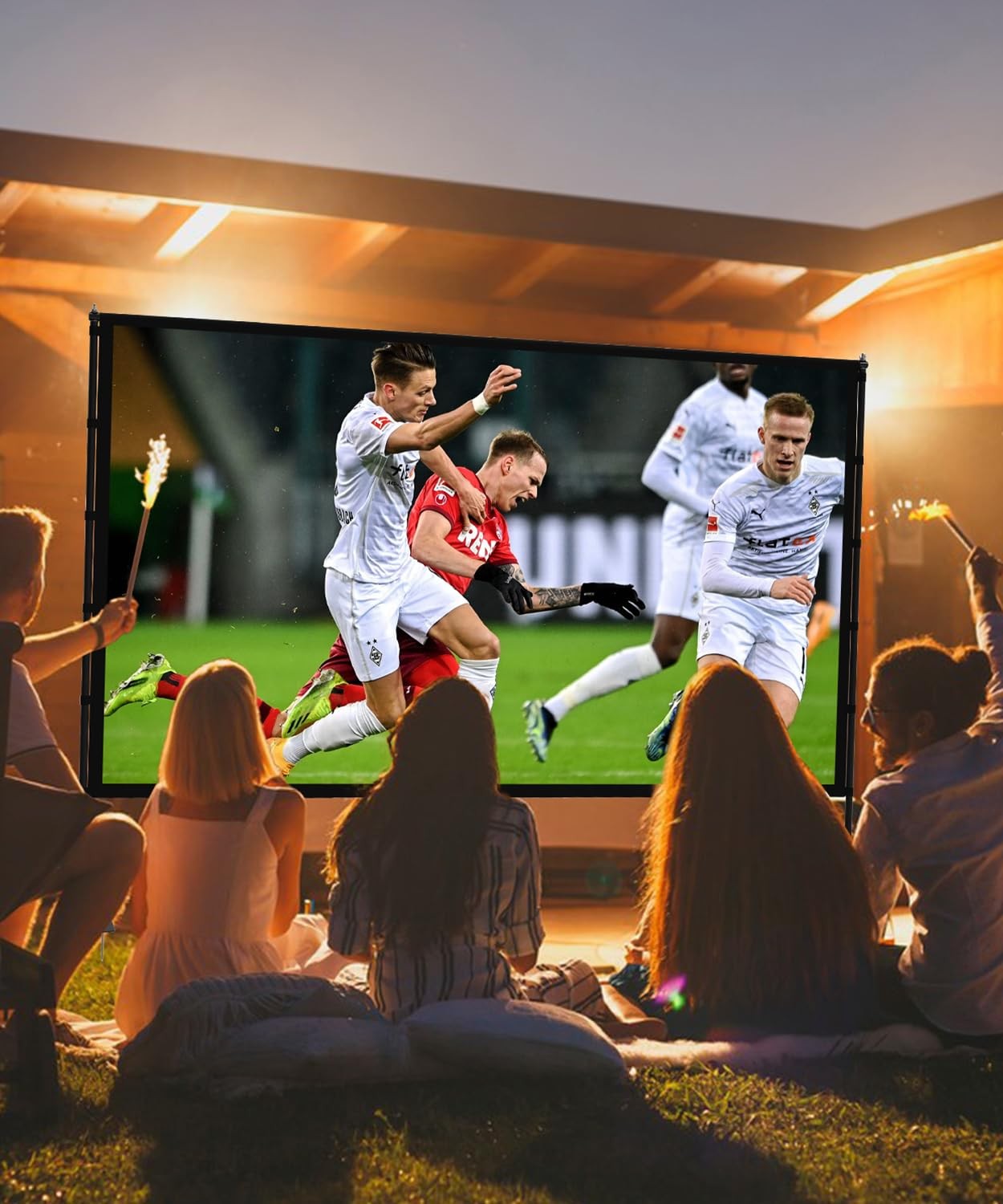 Projector Screen with Stand - 100 Inch Outdoor Projector Screen Portable Proj...