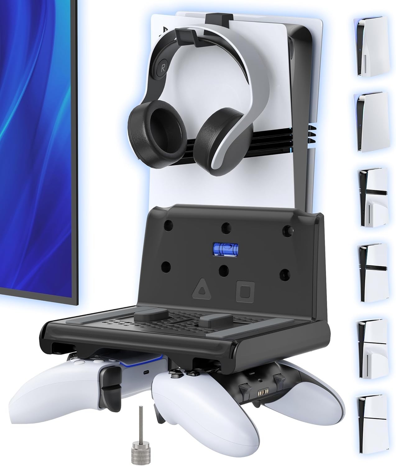 Compact P5 Wall Mount with Dual Controller Holder - Elevate Your Gaming Setup
