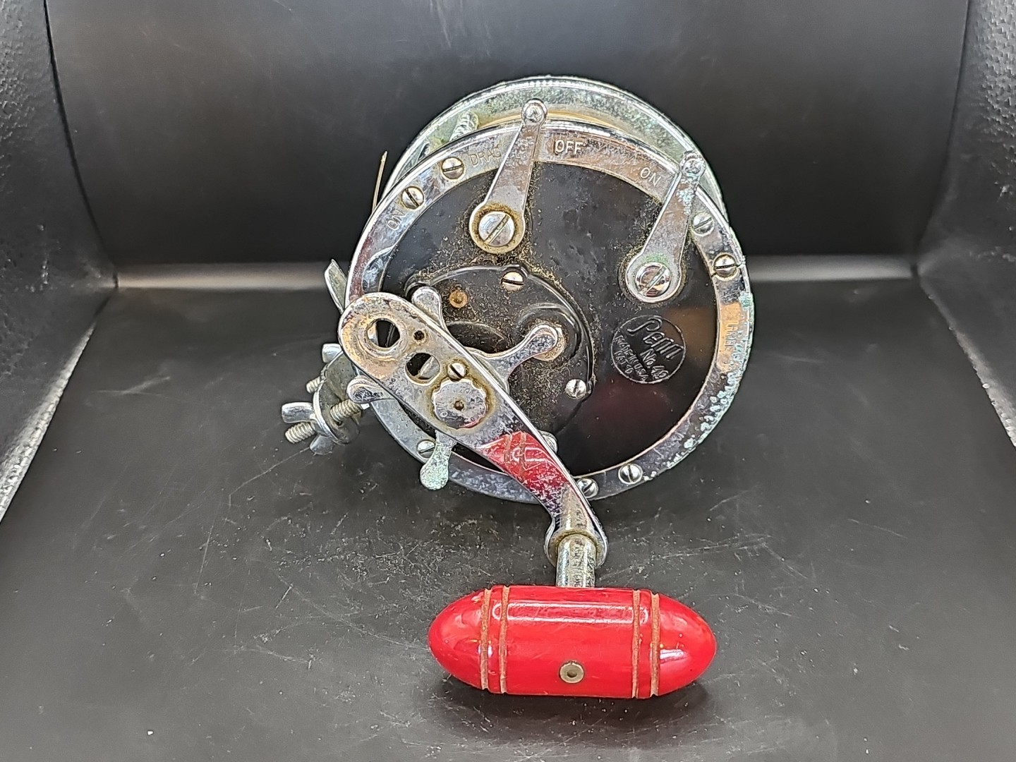PENN SUPER MARINER No.49 Deep Sea Fishing Reel  Working red handle parts repair