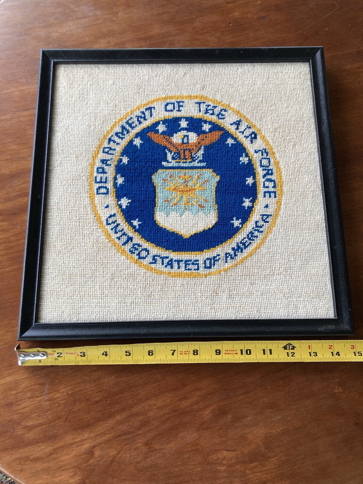Completed Needlepoint Vintage United States Air Force Emblem