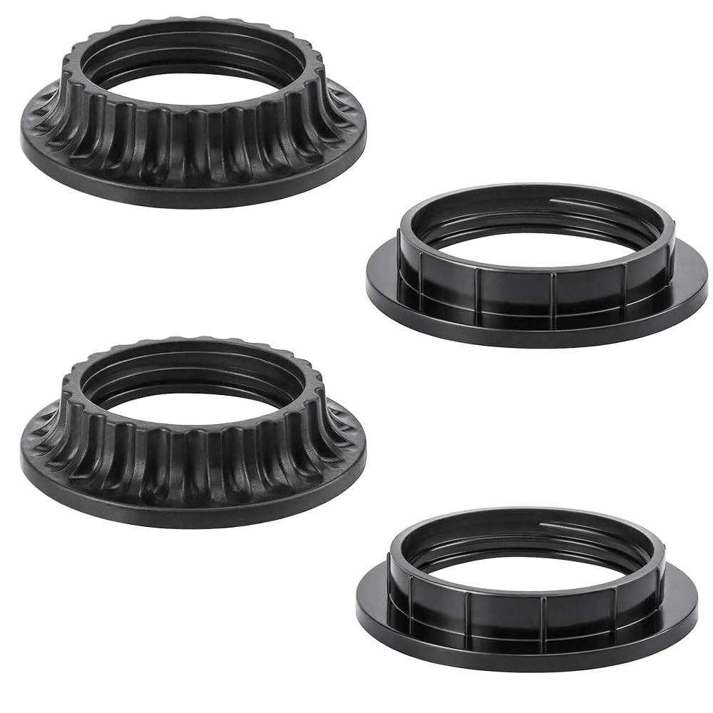 4PCS E26 Light Socket Shade Rings Collar Rings, 2 Assorted Size Lamp Shade Ri...