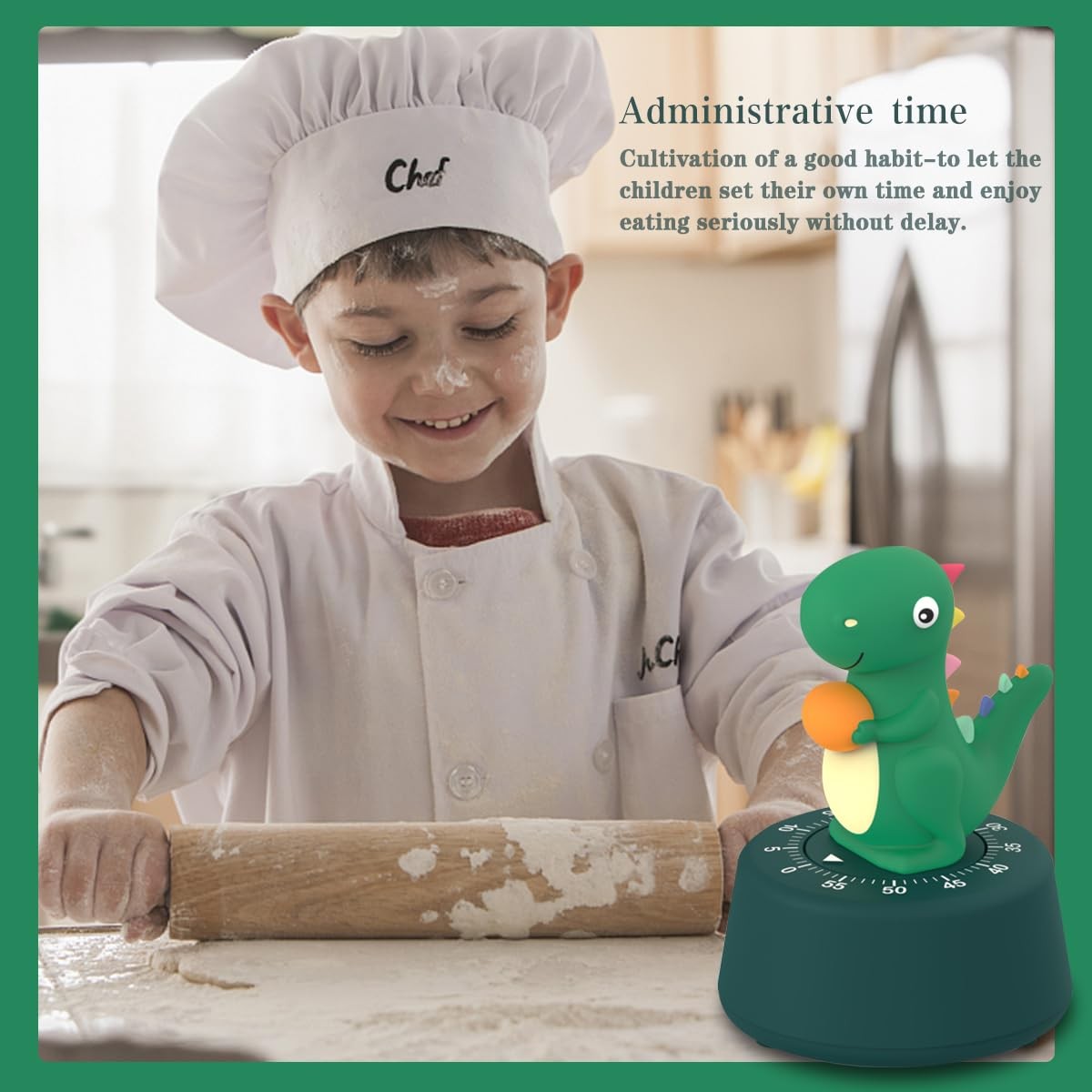 ELE DEPI 60 Minutes Mechanical Kitchen Timer,Cute Dinosaur Timer for Kids,Win...